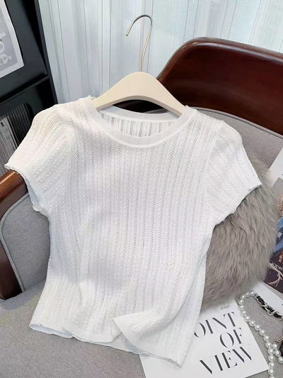 Blusa blanca tipo tejido