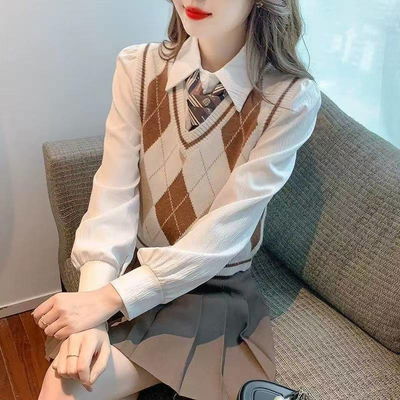 camisa+chaleco marron estilo colegial