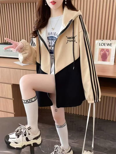 Buzo con cierre beige