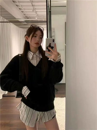 Dos piezas blanco y negro oversized