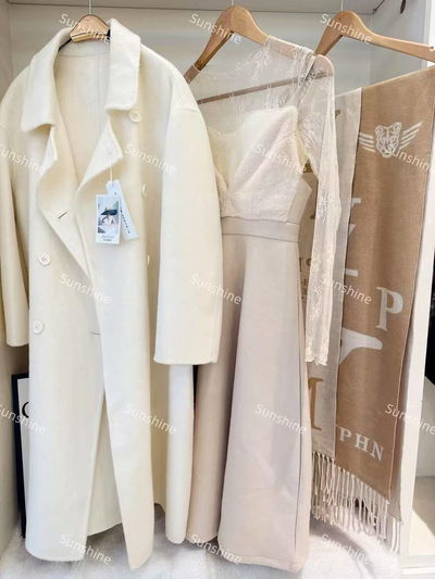 Abrigo de lana blanco calidad premium