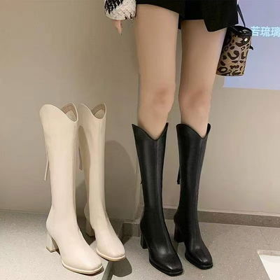 botas a la rodilla cuero negro
