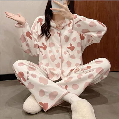 Pijama rosa y blanco algodon suave
