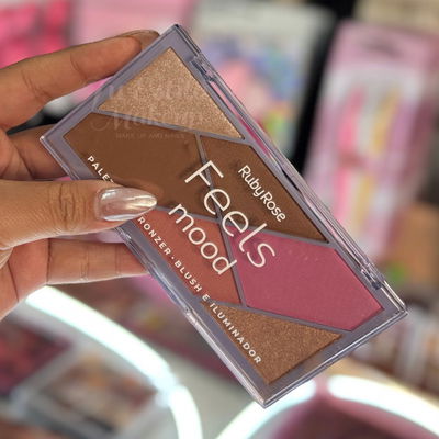 PALETA FEELS MOOD - bronzer, blush e iluminador RUBY ROSE