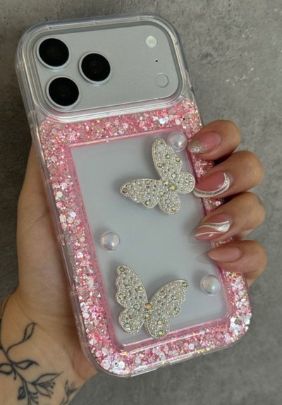 Case Glitter mariposa
