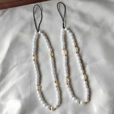 Phone Straps Perlas Blancas
