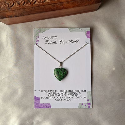 Corazón Zoisita Con Rubí Grande