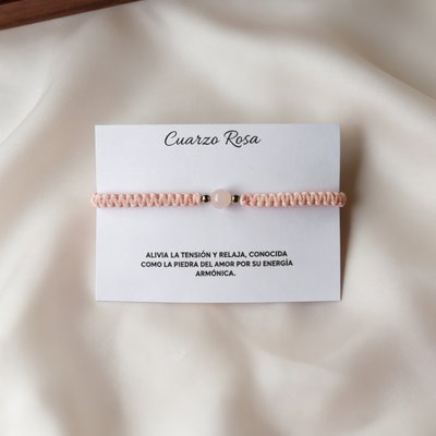 Pulsera Esferas Cuarzo Rosa