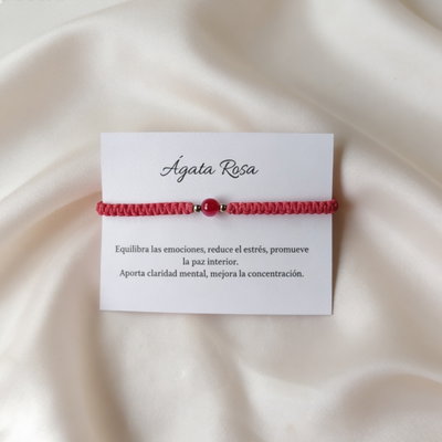 Pulsera Esferas Ágata Rosa 