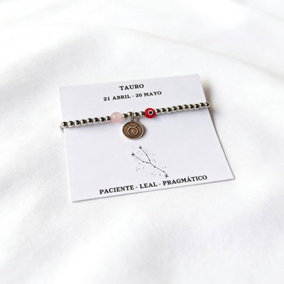 Pulsera Tauro - Cuarzo Rosa 