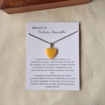 Corazón Calcita Amarilla Grande