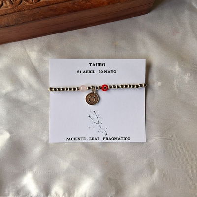 Pulsera Tauro - Cuarzo Rosa 