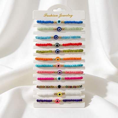 Set Pulseras Ojo Turco Elásticas 