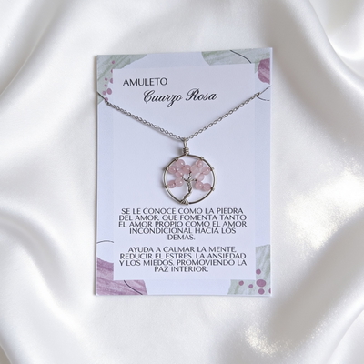 Collar Árbol De La Vida Cuarzo Rosa 