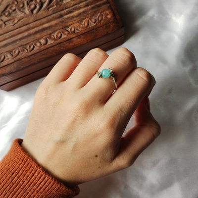 Anillo Alpaca Ágata Verde Agua 