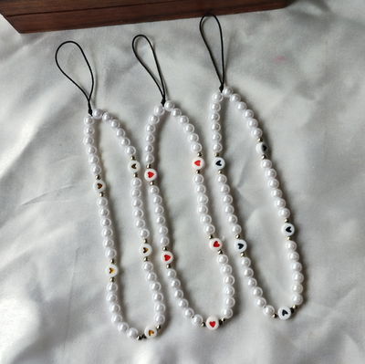 Phone Straps Perlas Corazón 