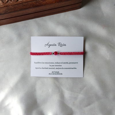 Pulsera Esferas Ágata Rosa 