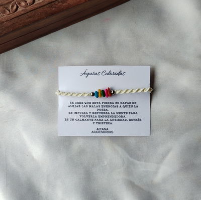 Pulsera Escallas Ágatas Coloridas 