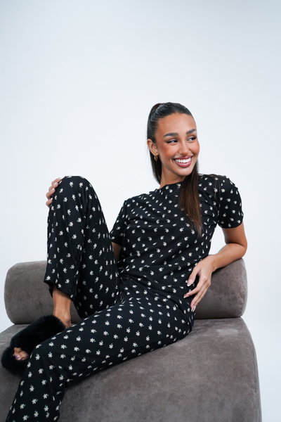 Pijama Morley Margaritas Negro