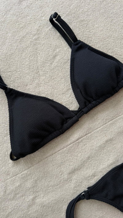 Bikini Luna Texturada Negra