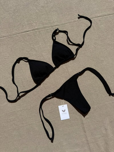 Bikini Luna Texturada Negra