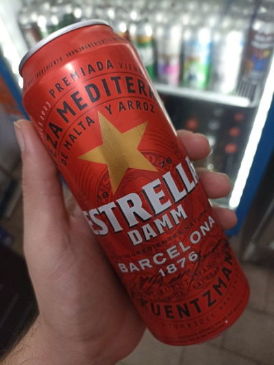 Sixpack cerveza Estrella Damm (España) lata 500ml.