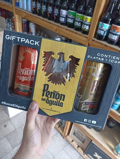 Gift pack cerveza Peñón del Águila (2 Latas + 1 Copa)