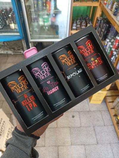 Gift pack cerveza Psycho Beer (4 Latas + 1 Latapita)