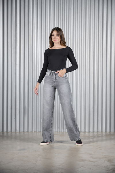 ART. 322 | WIDE LEG GRIS CLÁSICO BOLSILLO PULIDO RÍGIDO