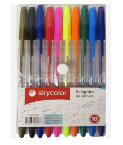 Boligrafos de colores x10 Skycolor