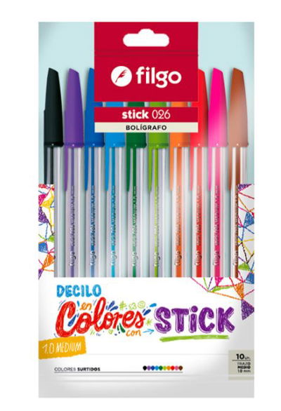 Boligrafos de colores x10 Filgo Stick