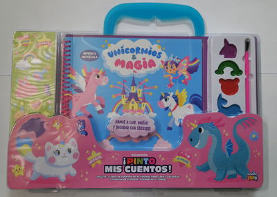 VALIJITA CON ACUARELAS- PINTO MIS CUENTOS - UNICORNIOS
