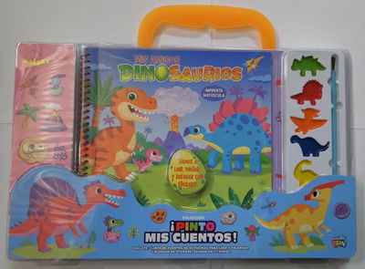 VALIJITA CON ACUARELAS- PINTO MIS CUENTOS - DINOSAURIOS