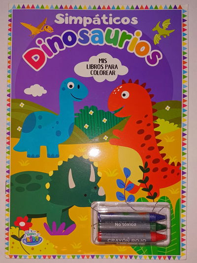 MIS LIBROS PARA COLOREAR CON 3 CRAYONES SIMPATICOS DINOSAURIOS