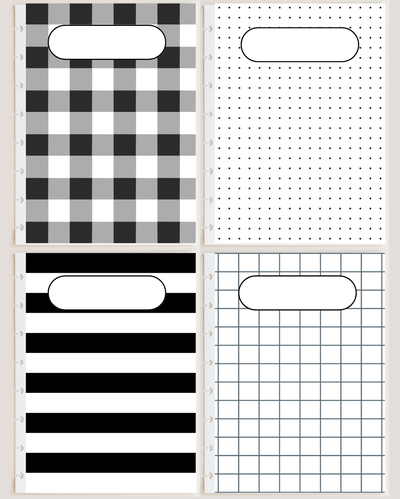 Pack x4 Separadores/Carátulas - Negro y blanco