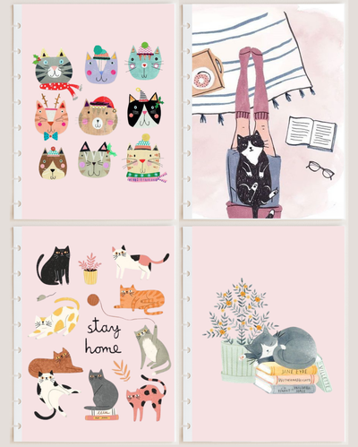 Pack x4 Separadores/Carátulas - Gatitos rosa