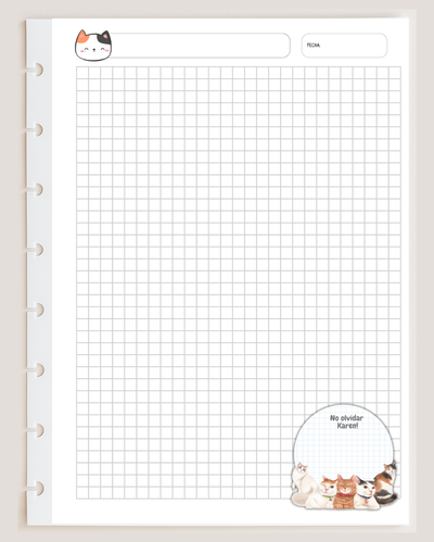 Repuesto Hojas Cuadriculadas - GATITOS