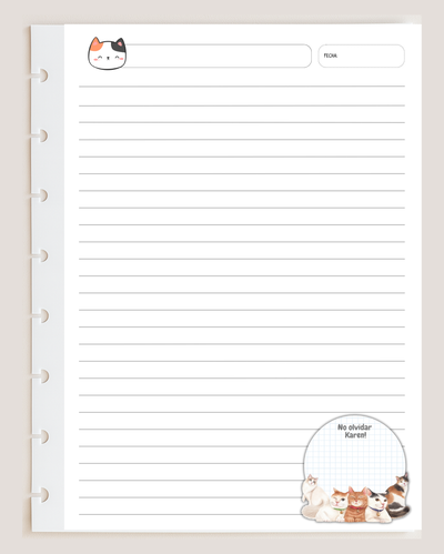 Repuesto Hojas Rayadas - GATITOS 