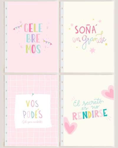 Pack x4 Separadores/Carátulas - Frases