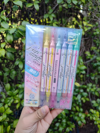 Resaltadores x6 glitter doble punta