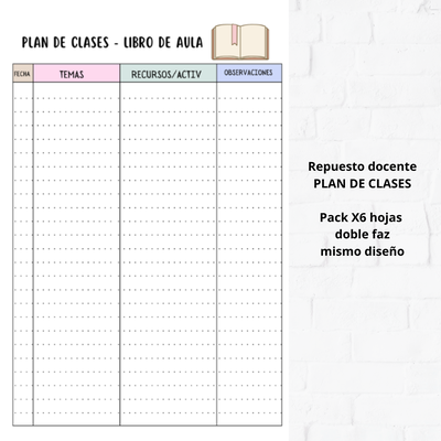 Repuesto Docente - plan de clases x6