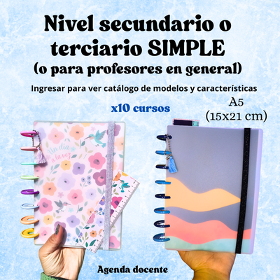Agenda docente A5- NIVEL SECUNDARIO SIMPLE X10 cursos 