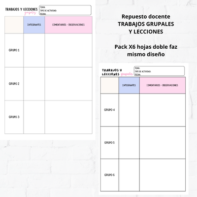 Repuesto Docente - Trabajos grupales x6