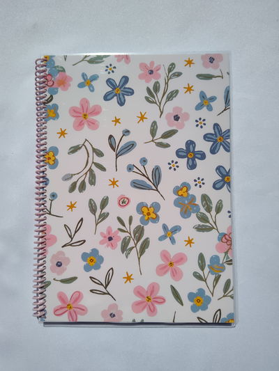 Cuaderno A4 espiralado rayado - Flores