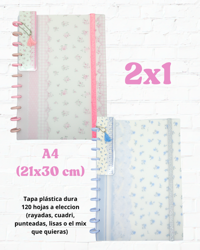 Combo 2x1 Cuadernos A4 - Florcitas rococo