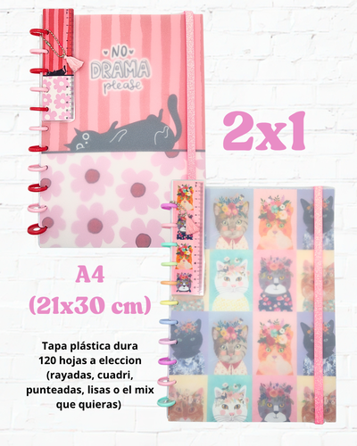 Combo 2x1 Cuadernos A4 - Gatitos 