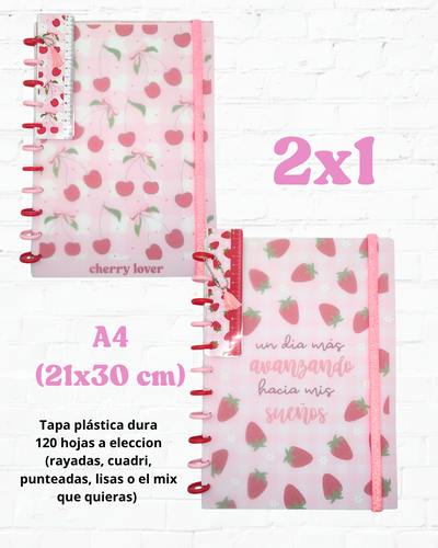 Combo 2x1 Cuadernos A4 - Cherry Strawberry