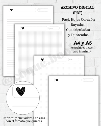 PDF Pack Hojas corazón (archivo digital) 