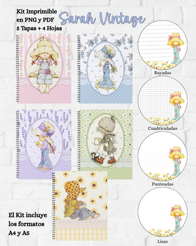 PDF Kit Imprimible Sarah Vintage (archivo digital) 