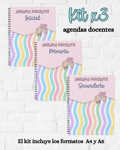 PDF Kit x3 agendas docentes (inicial, primaria y secundaria)- archivo digital 